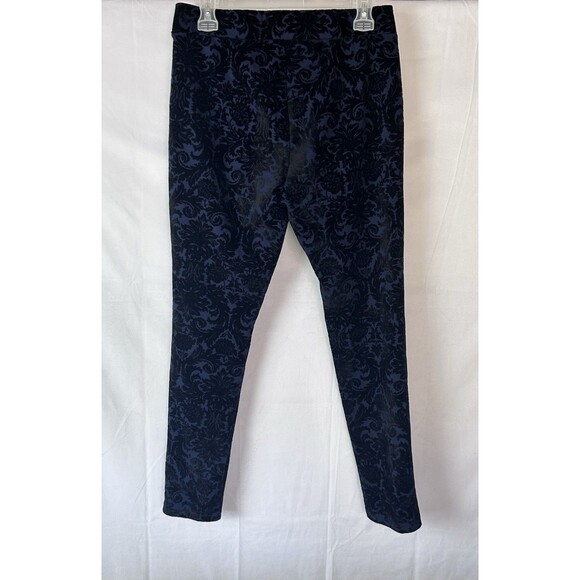 Roz & Ali Womens Medium Blue Black Floral Burnout Pants - Picture 8 of 9